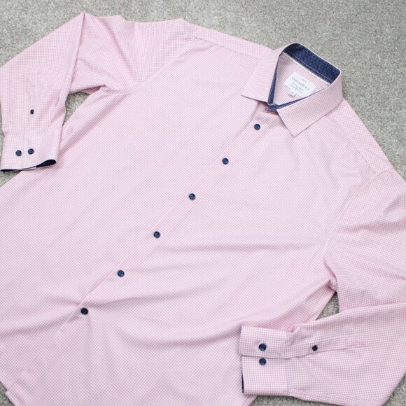 Construct Shirt Mens XL, 17-17 1/2, 34/35 Pink Slim Fit 4 Way Stretch Flip Cuff - Picture 4 of 13